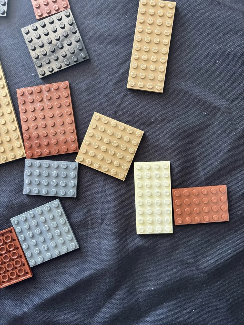 LEGO Plates Bulk Lot 19pc Assorted Sizes Tan Brown Gray Green White
